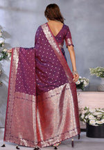 Load image into Gallery viewer, Wine Banarasi Silk Saree With Blouse

