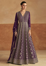 Load image into Gallery viewer, Wine Chinon Embroidered Anarkali Suit
