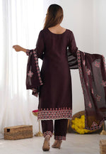 Load image into Gallery viewer, Wine Chinon Silk Readymade Pakistani Suit
