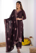Load image into Gallery viewer, Wine Chinon Silk Readymade Pakistani Suit
