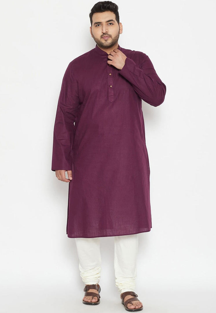 Wine Cotton Kurta Pajama