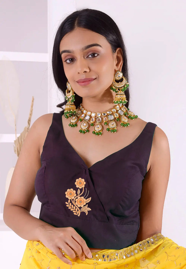 Wine Cotton Readymade Blouse