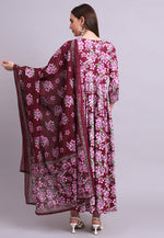Load image into Gallery viewer, Wine Cotton Readymade Long Anarkali Suit
