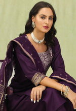 Load image into Gallery viewer, Wine Cotton Readymade Pant Style Suit
