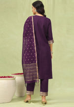Load image into Gallery viewer, Wine Cotton Readymade Pant Style Suit
