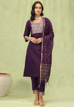 Load image into Gallery viewer, Wine Cotton Readymade Pant Style Suit
