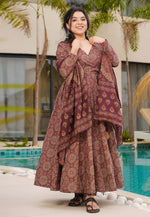 Load image into Gallery viewer, Wine Cotton Readymade Pant Style Suit
