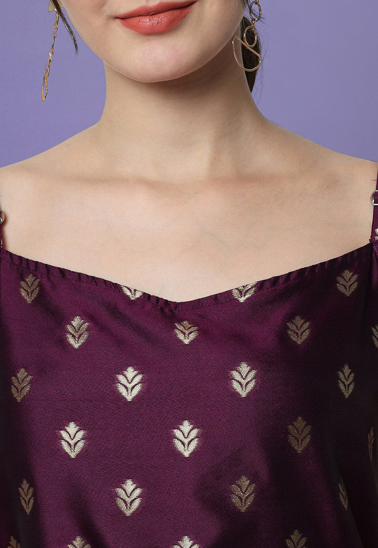 Wine Cotton Silk Readymade Pakistani Suit