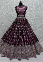 Load image into Gallery viewer, Wine Cotton Silk Wedding Lehenga Choli

