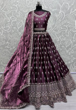 Load image into Gallery viewer, Wine Cotton Silk Wedding Lehenga Choli
