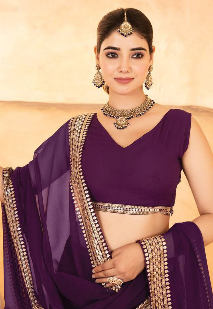 Wine Faux Georgette Lehenga Choli