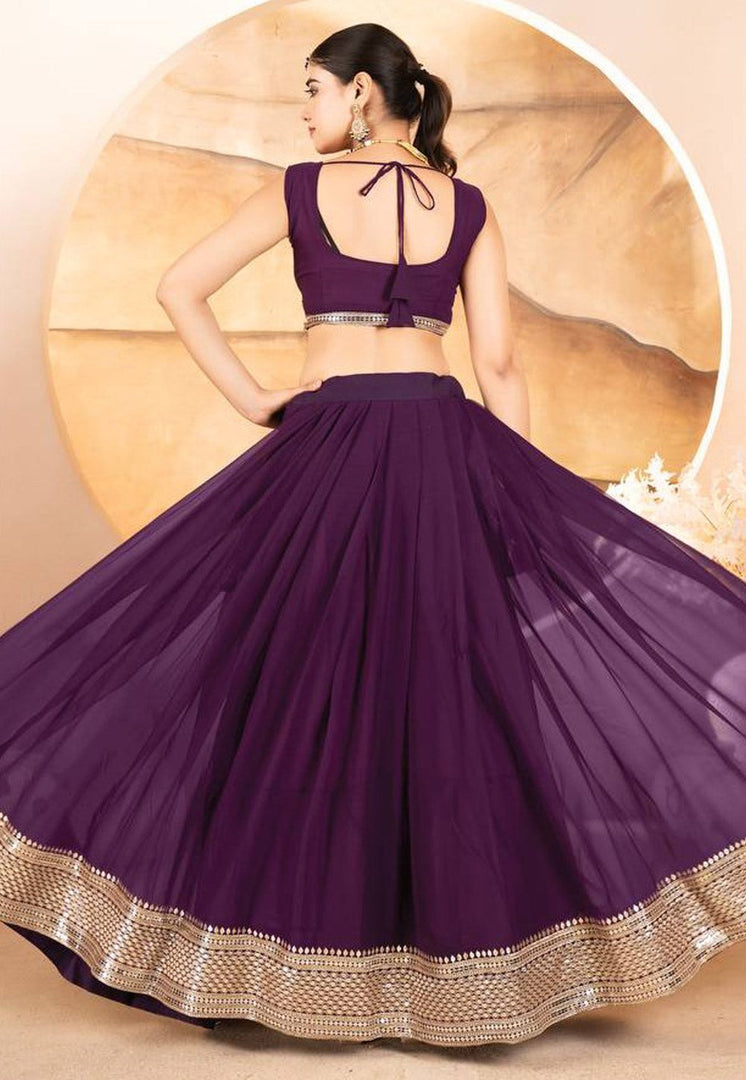 Wine Faux Georgette Lehenga Choli