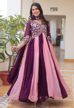 Load image into Gallery viewer, Wine Faux Georgette Readymade Anarkali Suit
