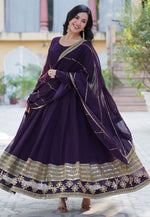 Load image into Gallery viewer, Wine Faux Georgette Readymade Anarkali Suit
