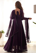 Load image into Gallery viewer, Wine Faux Georgette Readymade Long Anarkali Suit
