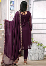 Load image into Gallery viewer, Wine Faux Georgette Readymade Pant Style Suit
