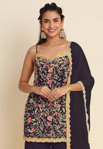 Load image into Gallery viewer, Wine Faux Georgette Sharara Suit
