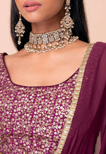 Load image into Gallery viewer, Wine Georgette Circular Lehenga Choli
