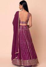 Load image into Gallery viewer, Wine Georgette Circular Lehenga Choli
