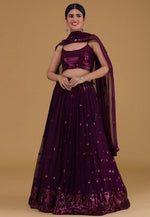 Load image into Gallery viewer, Wine Georgette Circular Lehenga Choli
