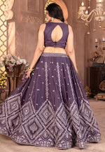 Load image into Gallery viewer, Wine Georgette Circular Lehenga Choli
