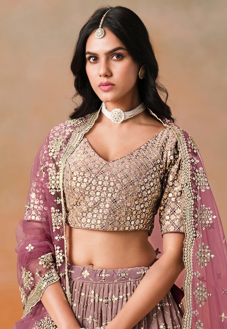 Wine Georgette Circular Lehenga Choli