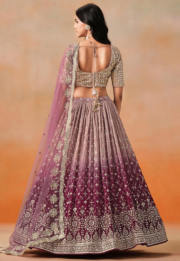 Wine Georgette Circular Lehenga Choli