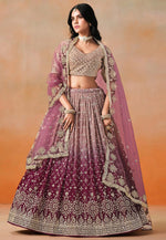 Load image into Gallery viewer, Wine Georgette Circular Lehenga Choli
