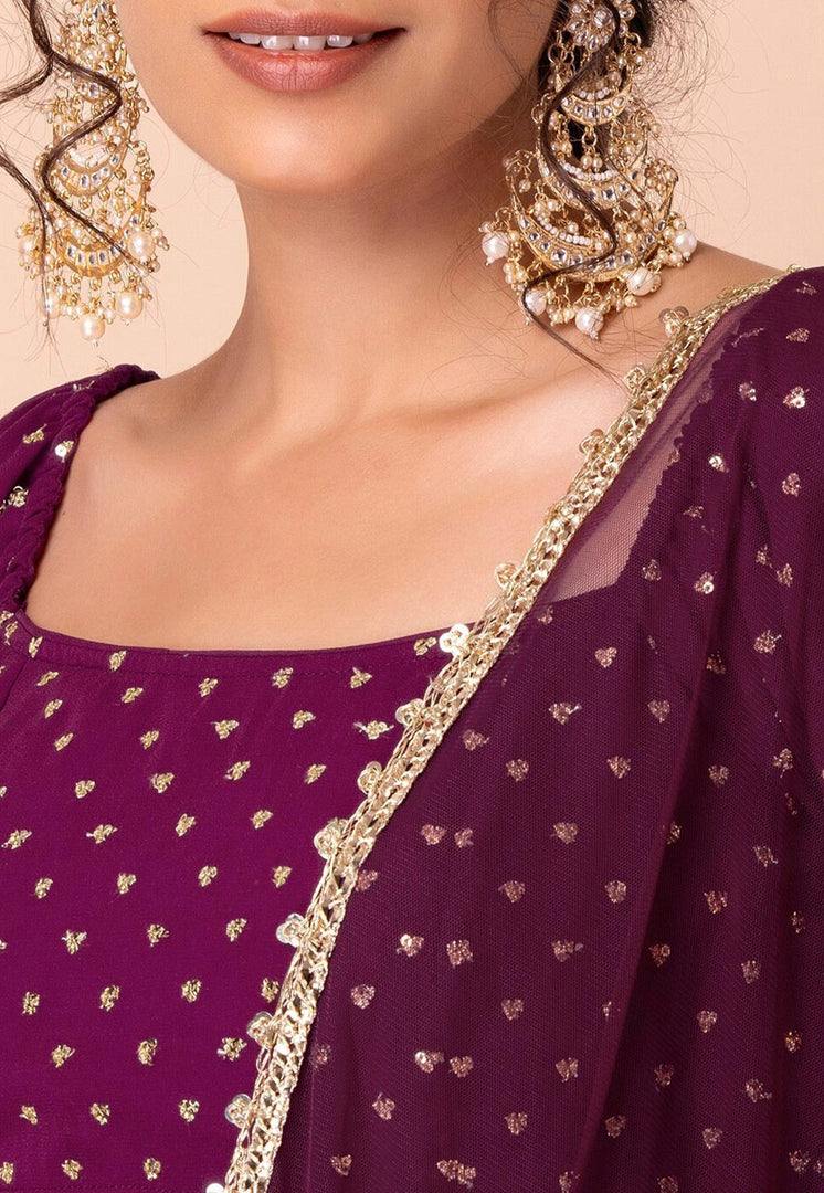 Wine Georgette Lehenga Choli
