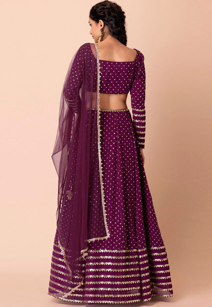 Wine Georgette Lehenga Choli