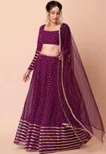 Load image into Gallery viewer, Wine Georgette Lehenga Choli

