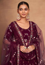 Load image into Gallery viewer, Wine Georgette Lehenga Choli
