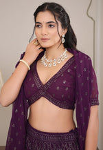 Load image into Gallery viewer, Wine Georgette Lehenga Choli
