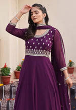Load image into Gallery viewer, Wine Georgette Long Anarkali Suit
