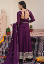 Load image into Gallery viewer, Wine Georgette Long Anarkali Suit
