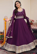 Load image into Gallery viewer, Wine Georgette Long Anarkali Suit
