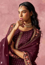 Load image into Gallery viewer, Wine Georgette Readymade Pant Style Suit
