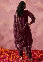 Load image into Gallery viewer, Wine Georgette Readymade Pant Style Suit
