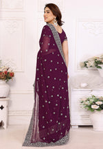 Load image into Gallery viewer, Wine Georgette Saree With Blouse
