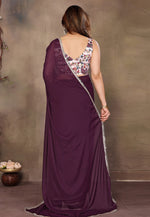 Load image into Gallery viewer, Wine Georgette Saree With Blouse