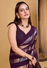 Load image into Gallery viewer, Wine Georgette Sequence Saree