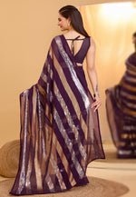 Load image into Gallery viewer, Wine Georgette Sequence Saree
