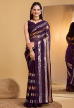 Load image into Gallery viewer, Wine Georgette Sequence Saree