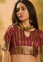 Load image into Gallery viewer, Wine Khadi Saree With Blouse
