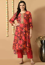 Load image into Gallery viewer, Wine Muslin Kurta Set With Pent
