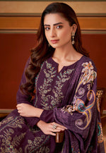 Load image into Gallery viewer, Wine Muslin Pakistani Suit
