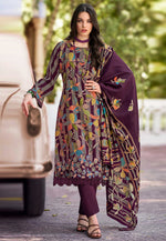Load image into Gallery viewer, Wine Muslin Pakistani Suit
