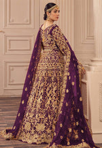 Load image into Gallery viewer, Wine Net Embroidered Long Anarkali Suit
