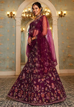 Load image into Gallery viewer, Wine Net Lehenga Choli
