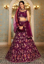 Load image into Gallery viewer, Wine Net Lehenga Choli
